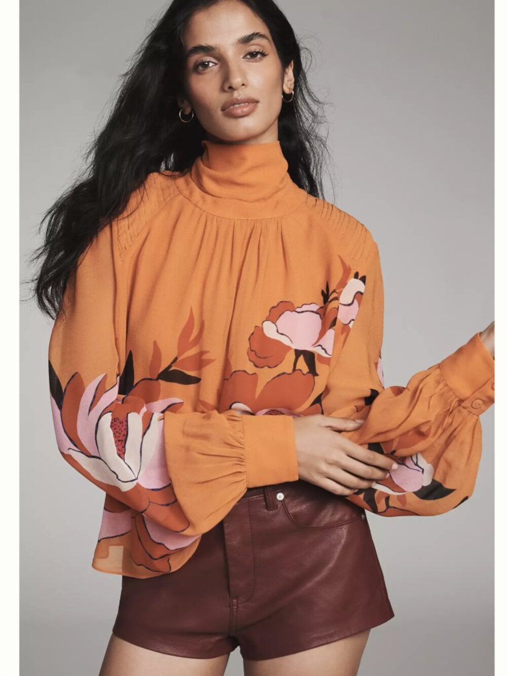 Farm Rio X Anthropologie Floral Puff Sleeve Blouse Small Sold Out NWT